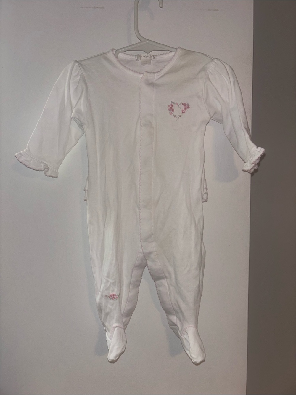 Kissy Kissy White Footed One-Piece with Pink Heart Motif